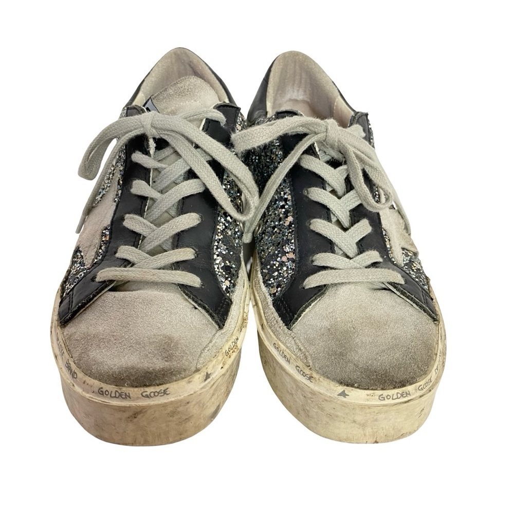 Golden Goose Hi Star D Glitter Sneakers Womens Size 5 35 Vigna Silver Black Shoe - Picture 4 of 16